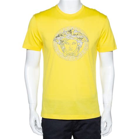 versace yellow color t-shirt|Versace t shirt medusa.